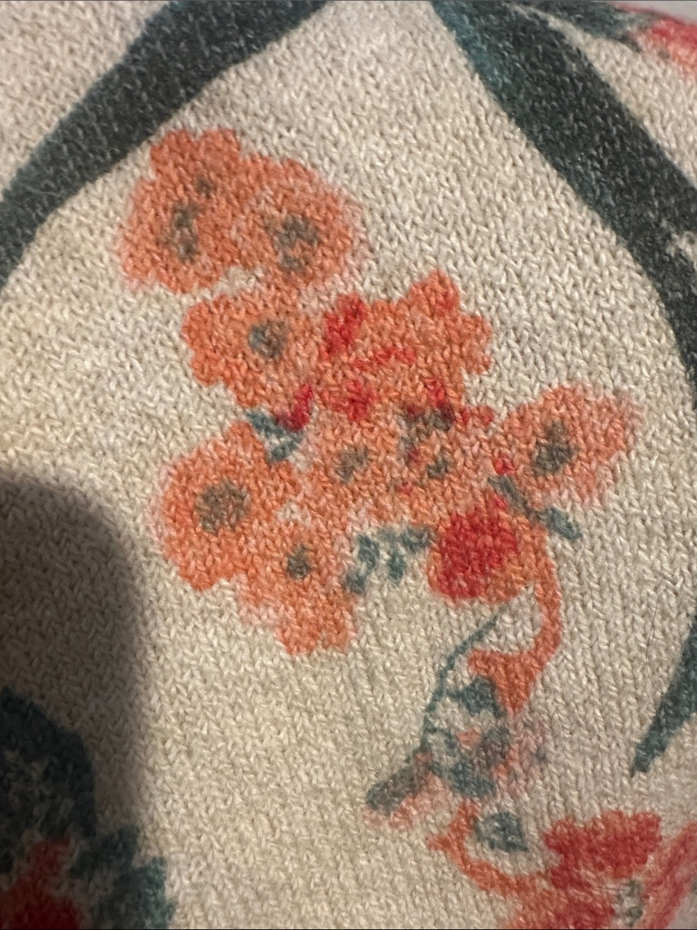LC Lauren Conrad Beige Crewneck Sweater with Coral Floral Print - Picture 6 of 6